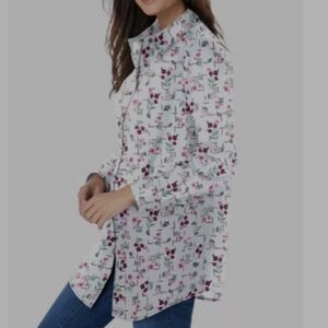 WW Bright Rose Gridded Floral Button Down Shirt